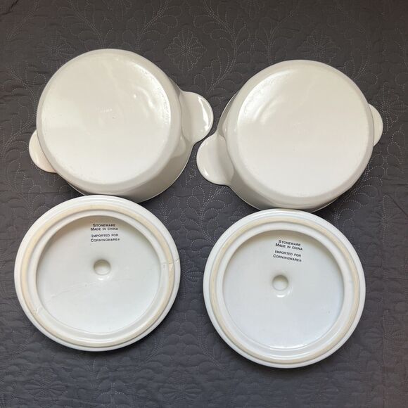 CorningWare StoneWare Casserole Dish w/Lid White Round 4pc Set Serverware READ - Picture 3 of 15